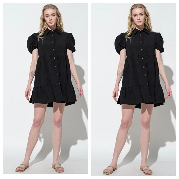 37 Chic Basic Collared Button Down Dress - Picture 1 of 5